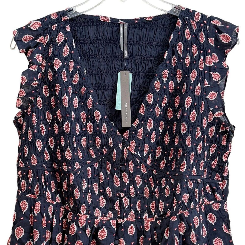 Anthropologie The Peregrine Mini Dress Smock Bodice Mini Dress Navy Womens 1X - Picture 5 of 8